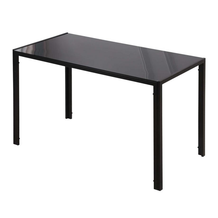 Led Table À Manger Table De Cuisine Pour 4 Personnes Verre Trempé Métal Noir 120X60X75Cm