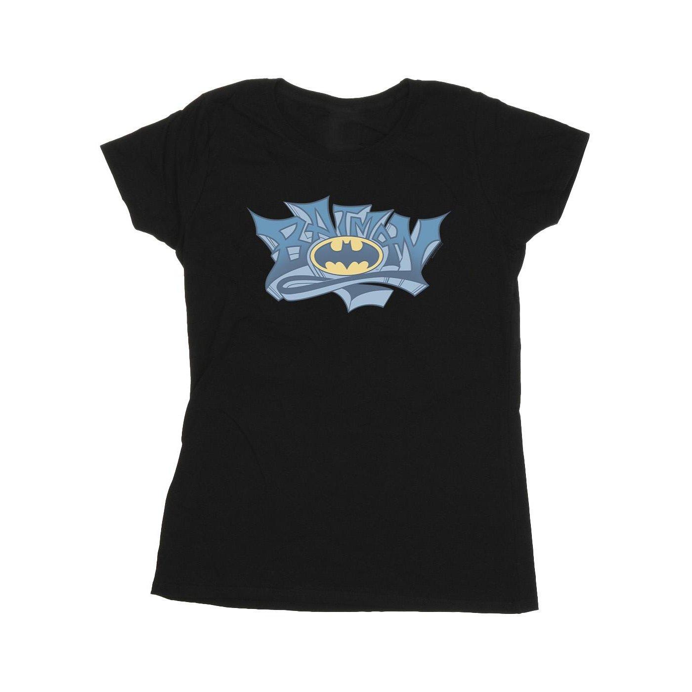 Image of Batman Graffiti Logo Tshirt Damen Schwarz M