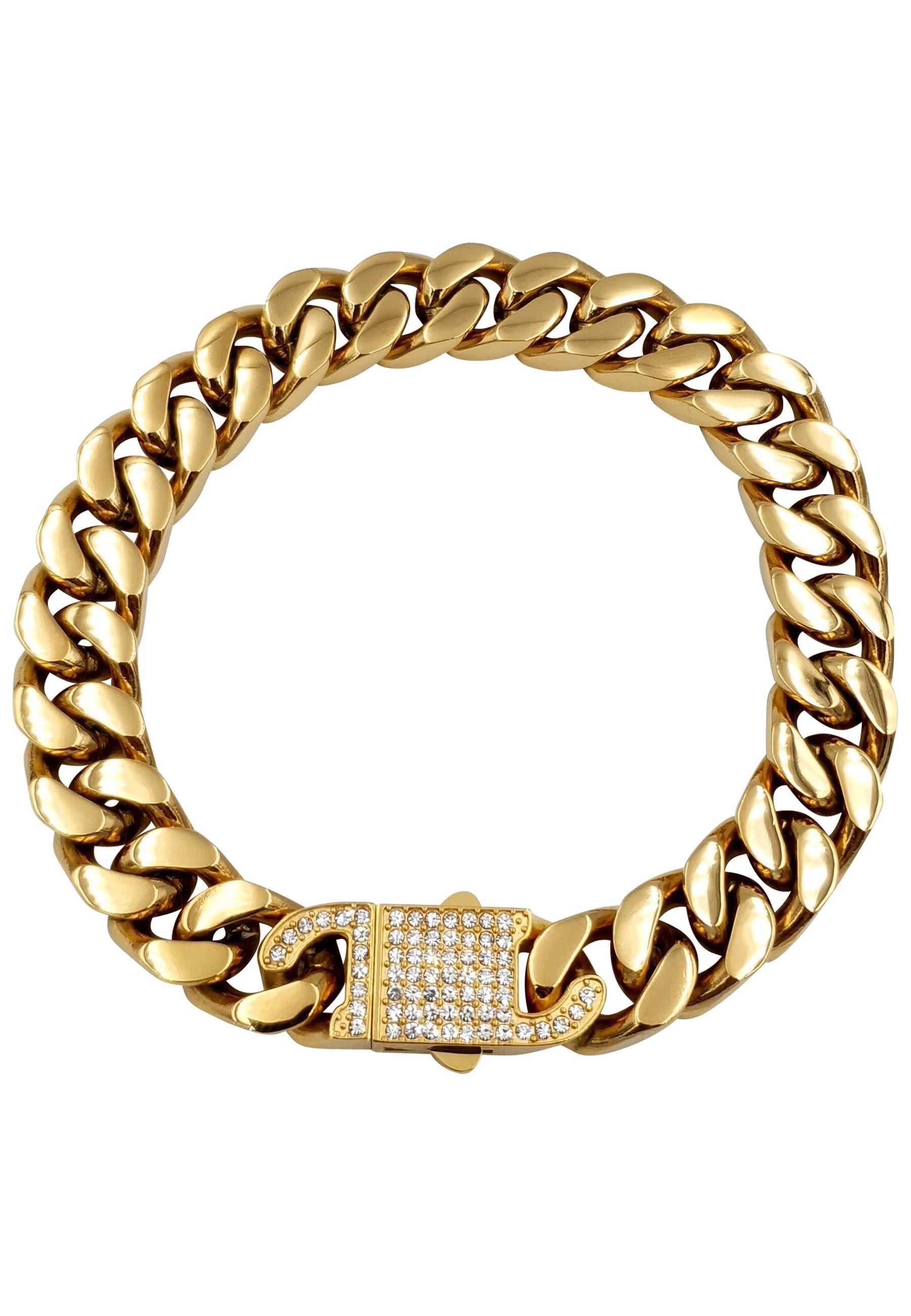 Image of Cuban Style Armband Mit Zirkonia Unisex Gelbgold 18cm