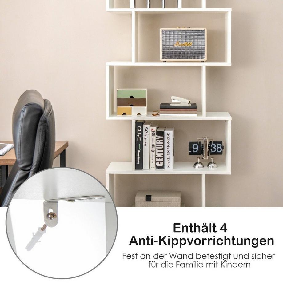 Northix Bücherregal Standregal mit Türen 183 x 70 x 23 cm Raumteiler Regal mit 5 Ebene Weiß  