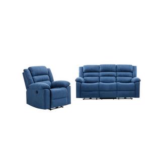 Vente-unique 3-Sitzer-Sofa & elektrischer Relaxsessel - Blau - Stoff - BUROLO  