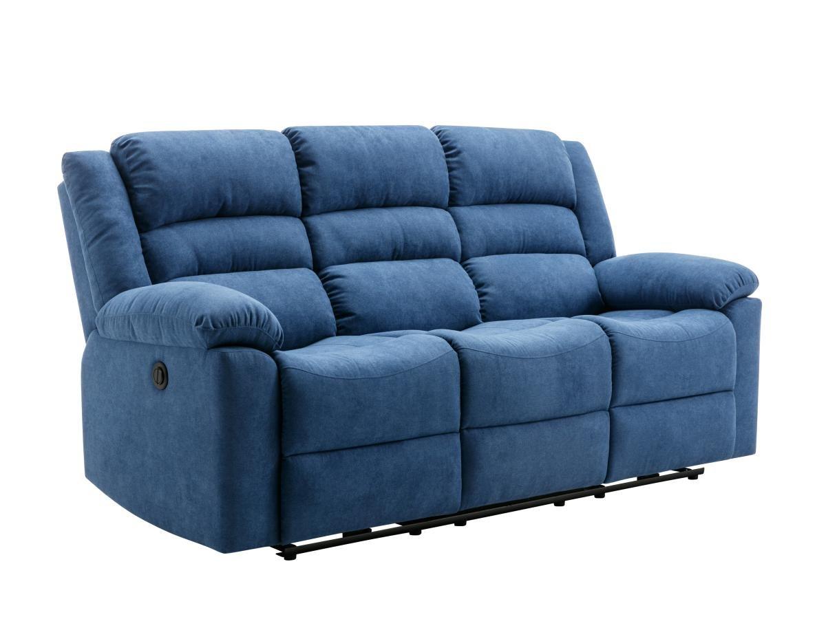 Vente-unique 3-Sitzer-Sofa & elektrischer Relaxsessel - Blau - Stoff - BUROLO  