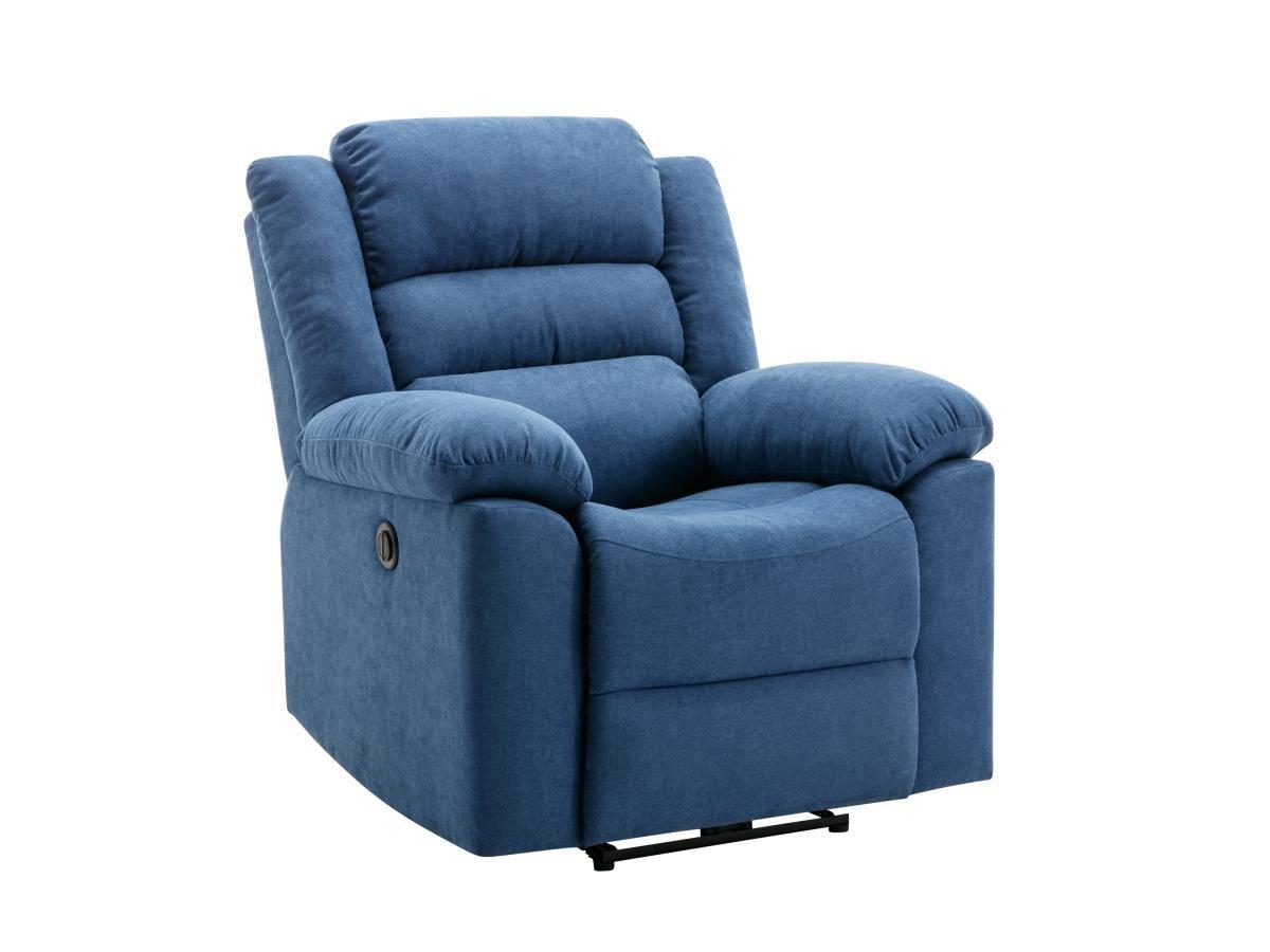 Vente-unique 3-Sitzer-Sofa & elektrischer Relaxsessel - Blau - Stoff - BUROLO  