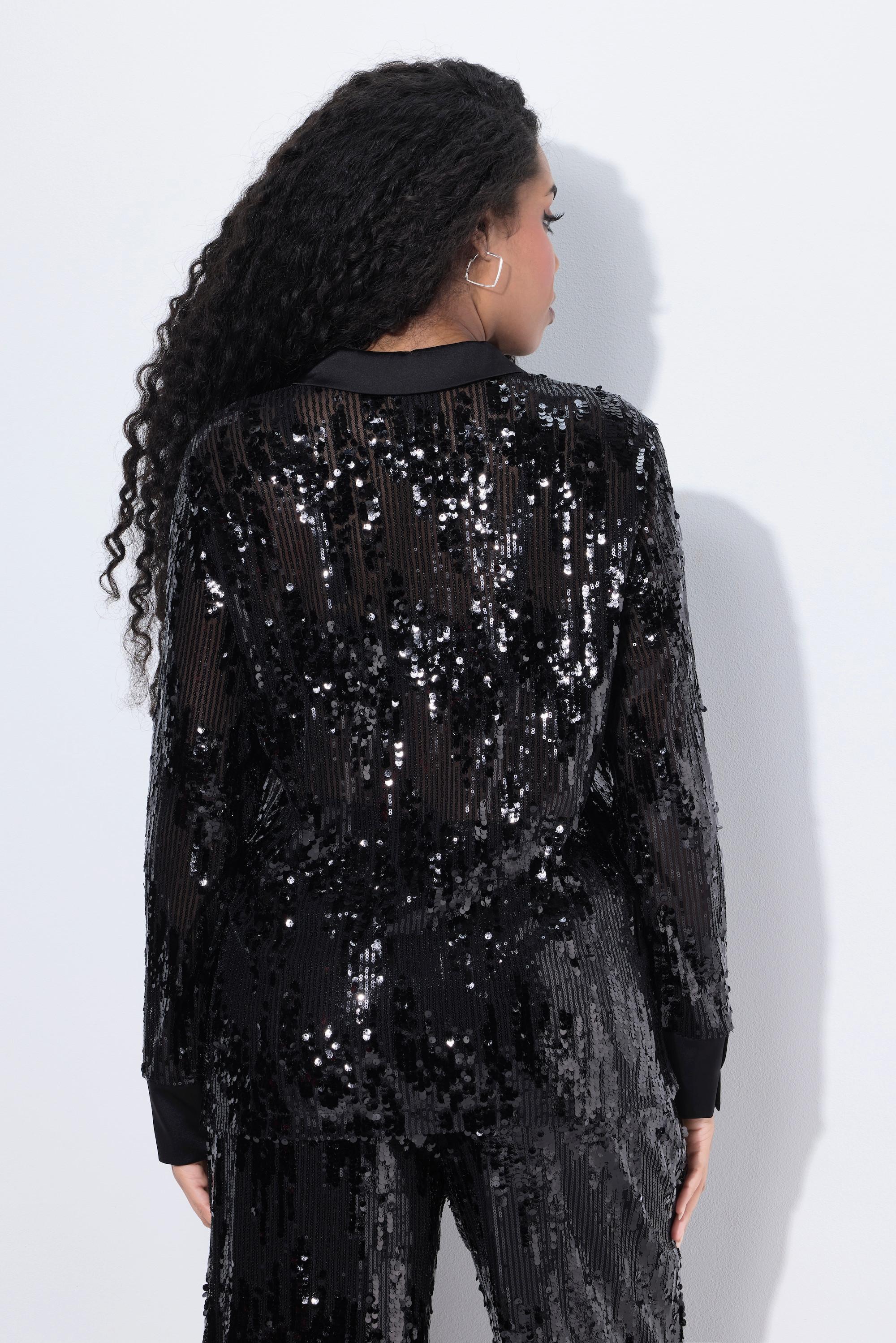 Ulla Popken Camicia con Paillettes Classic Fit Maniche Lunghe  