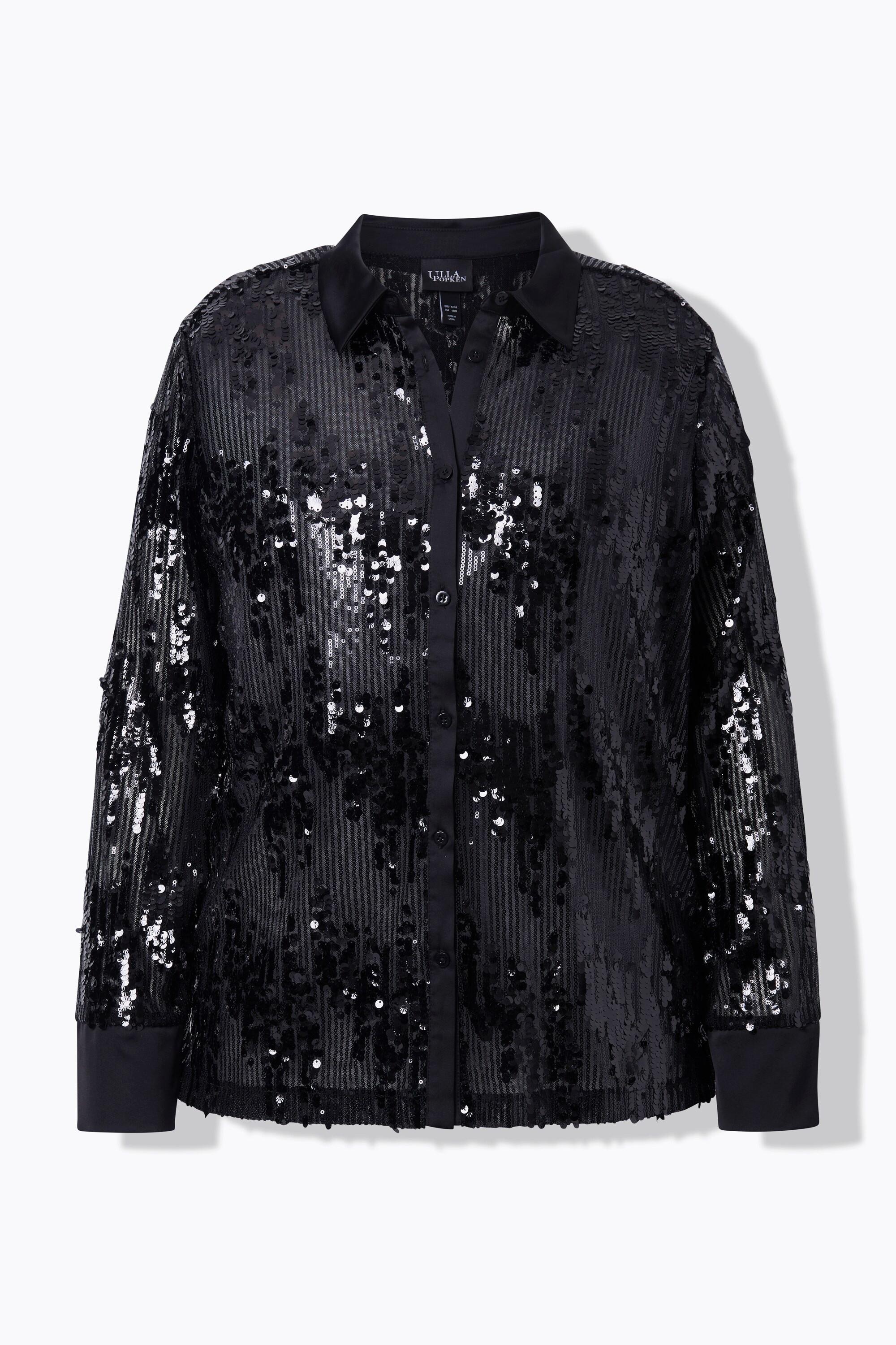 Ulla Popken Camicia con Paillettes Classic Fit Maniche Lunghe  