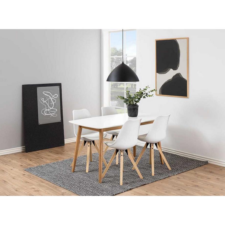 mutoni Chaise de salle à manger Giada plastique blanc Coussin d&#039;assise blanc chêne teinté à l&#039;huile  