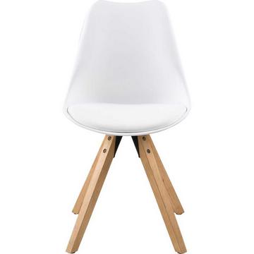 Sedia da pranzo Giada Plastica bianca Cuscino di seduta bianco Rovere tinto ad olio