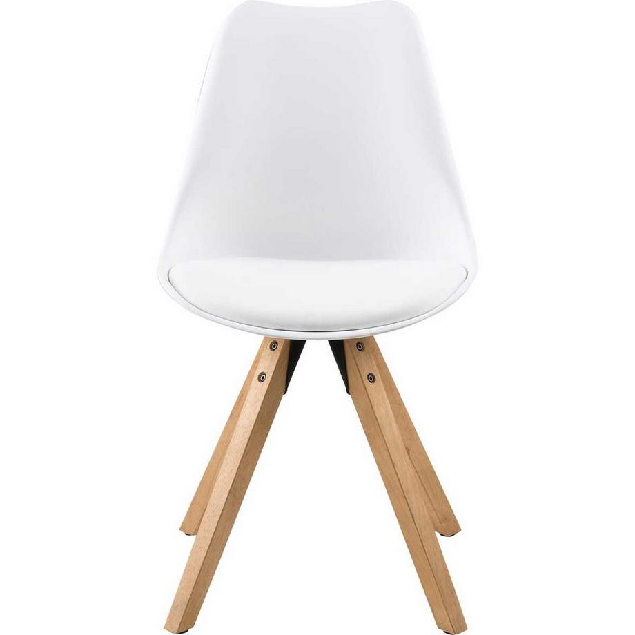 mutoni Chaise de salle à manger Giada plastique blanc Coussin d&#039;assise blanc chêne teinté à l&#039;huile  