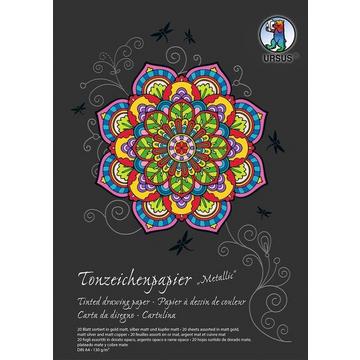 URSUS Tonzeichenpapier-Block A4 2134698SE 130g. metallic ass. 20 Blatt