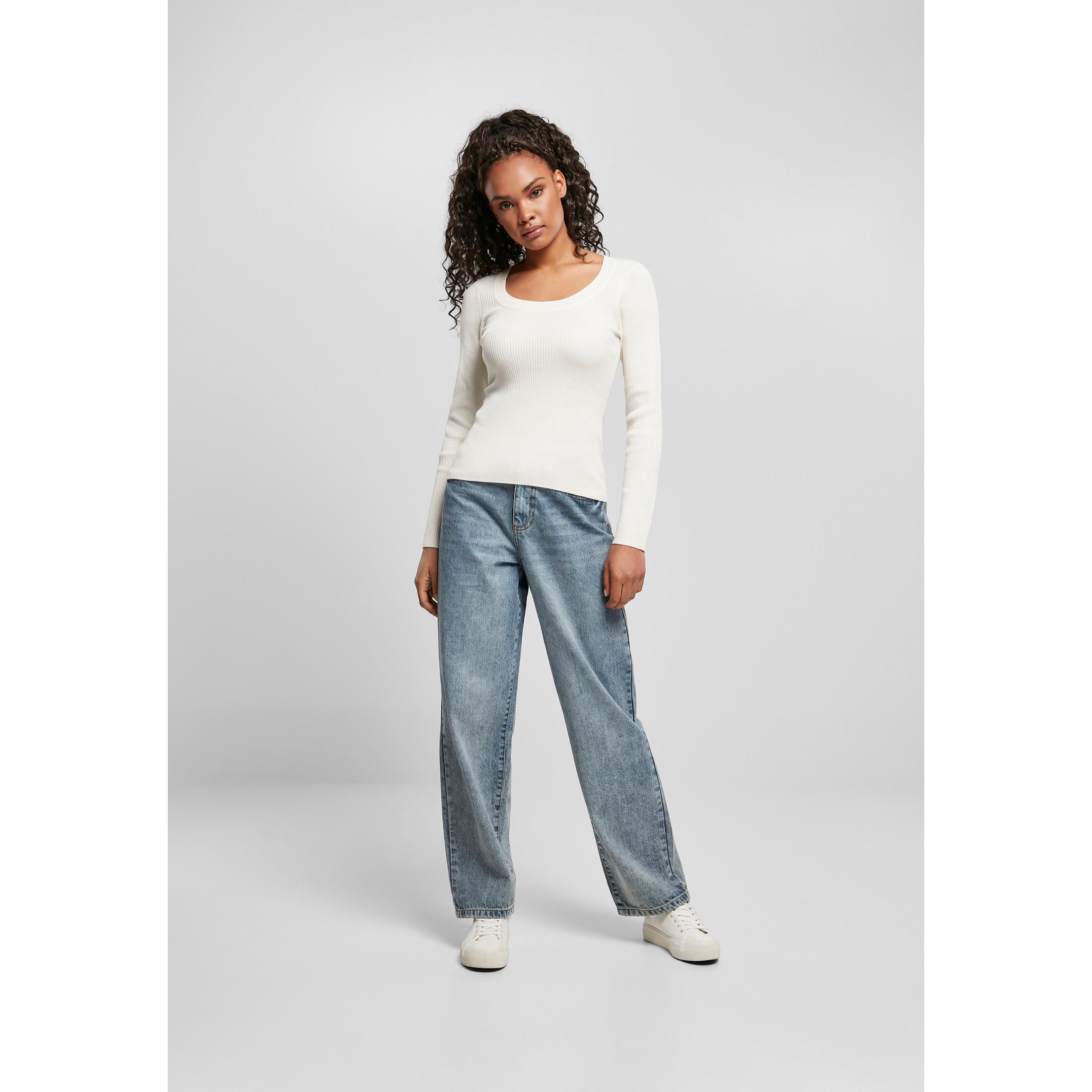 URBAN CLASSICS Damen Wide Neckline Pullover  