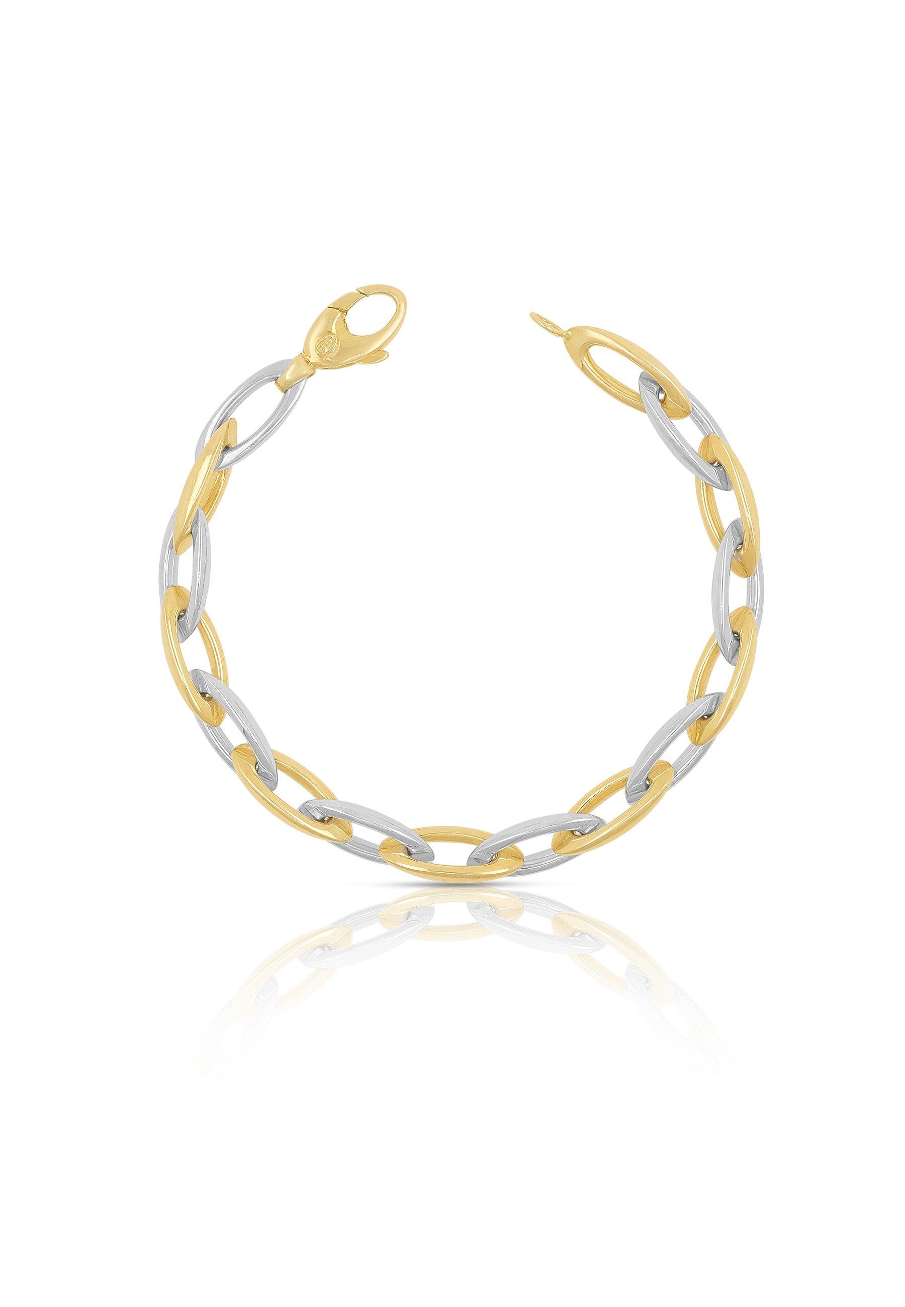 Image of Bracelet Fantasie Bicolor Gelbgold-/weissgold 750, 7.3mm, 19cm Damen Gold 19cm