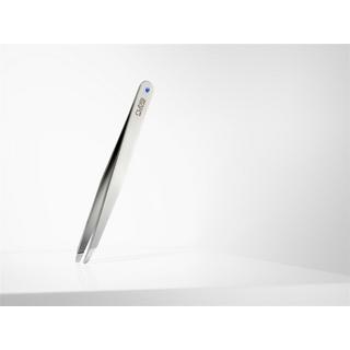 Rubis  Pinzette Luxury Line, schräg, Inox, silber mit Saphir 
