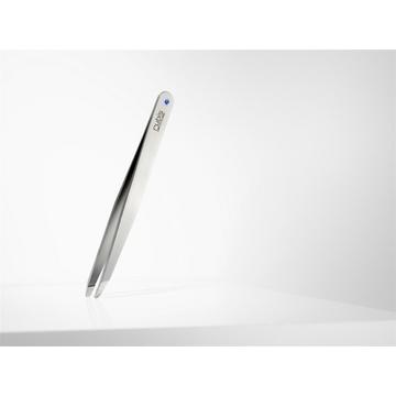 Pinzette Luxury Line, schräg, Inox, silber mit Saphir