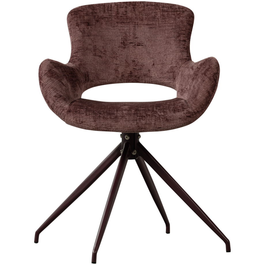 mutoni Sedia da pranzo Eliva in velluto testurizzato viola (set di 2)  