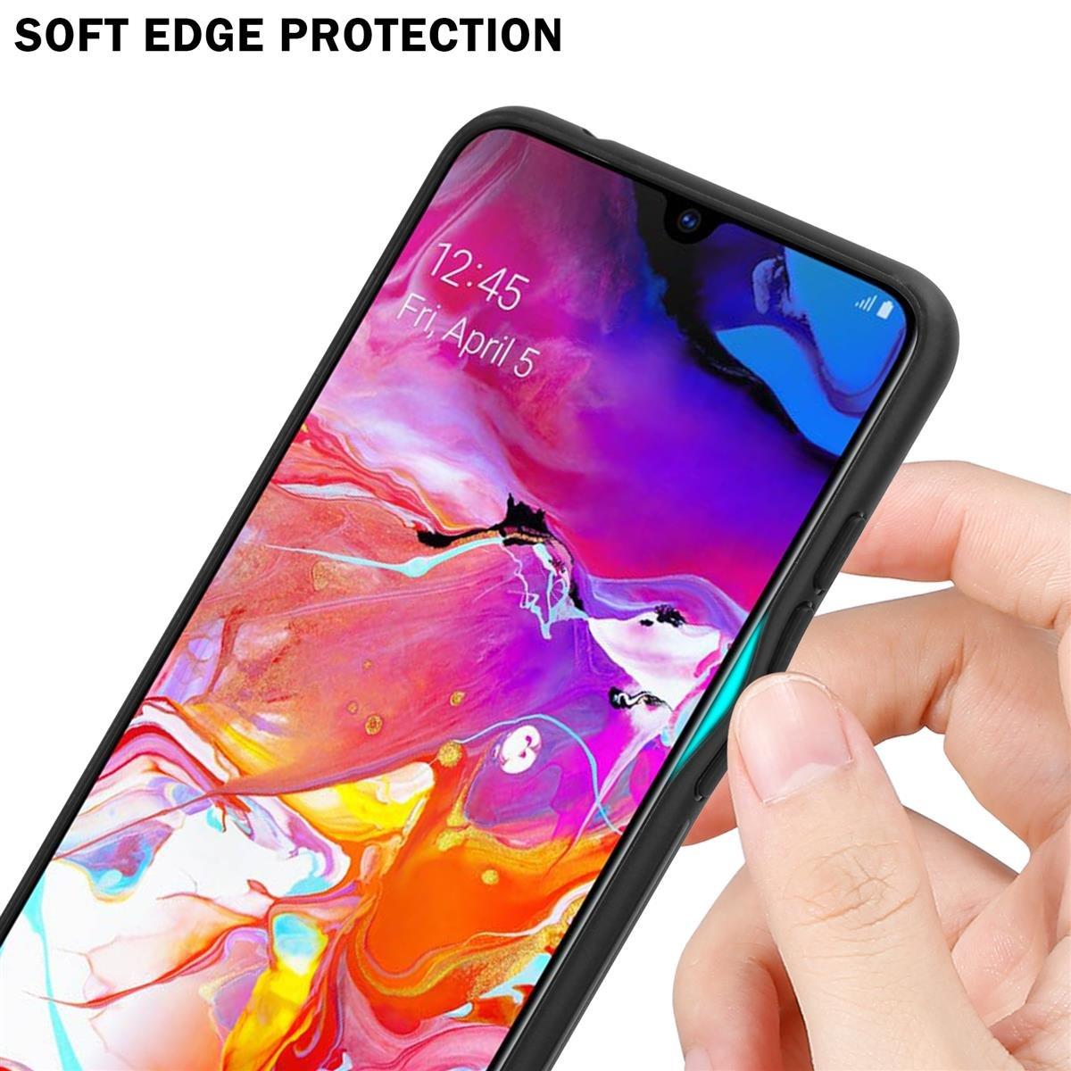 Cadorabo  Housse compatible avec Samsung Galaxy A70 / A70s - Coque de protection bicolore en silicone TPU et dos en verre trempé 