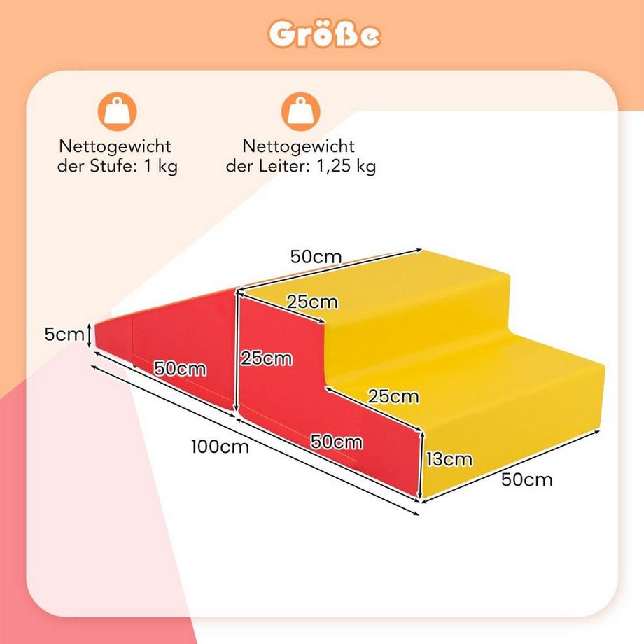 B2X  2 pièces. Blocs de construction en mousse pour enfants pour courir et jouer. Blocs de construction souples d'escalade blocs de construction géants rouges 