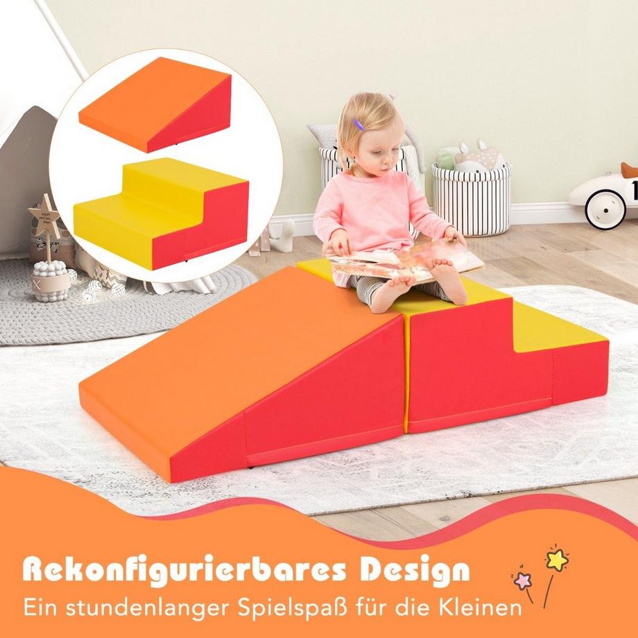 B2X  2 pièces. Blocs de construction en mousse pour enfants pour courir et jouer. Blocs de construction souples d'escalade blocs de construction géants rouges 