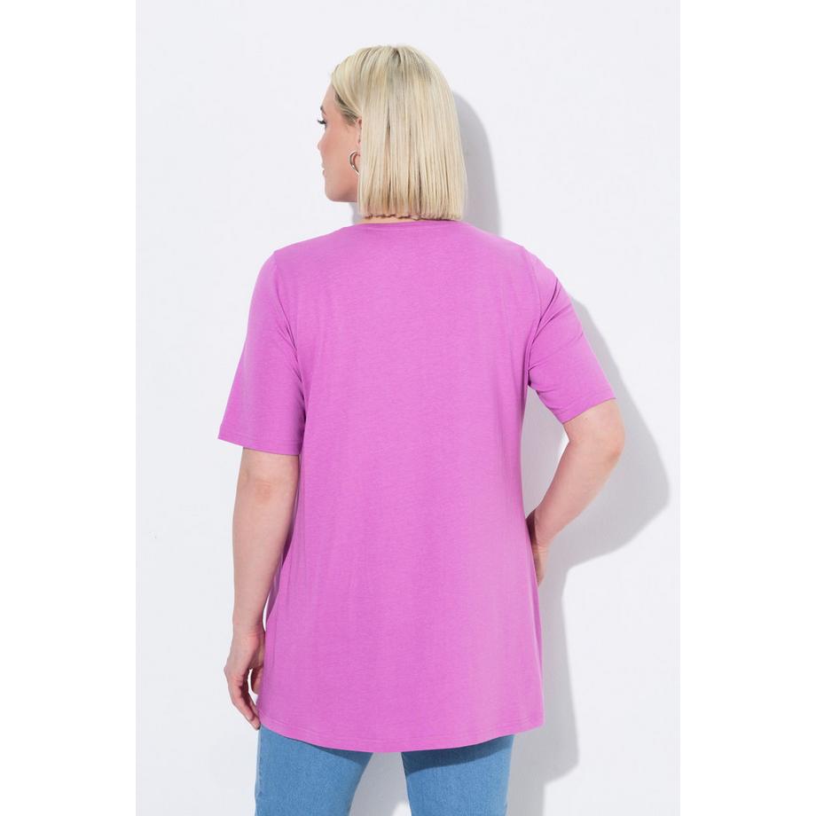 Ulla Popken T-shirt Plis Décoratifs Coupe Évasée Col Rond Manches Courtes  