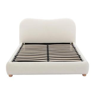 Vente-unique Letto con contenitore 160 x 200 cm Tessuto bouclette Bianco + Materasso - VANARI  