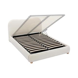 Vente-unique Lit coffre 160 x 200 cm - Tissu bouclette - Blanc + Matelas - VANARI  