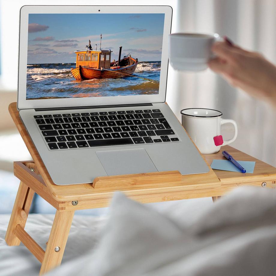 B2X  Table pliante en bambou pour ordinateur portable 