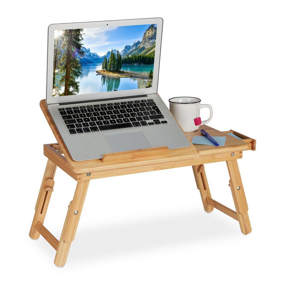 B2X  Table pliante en bambou pour ordinateur portable 