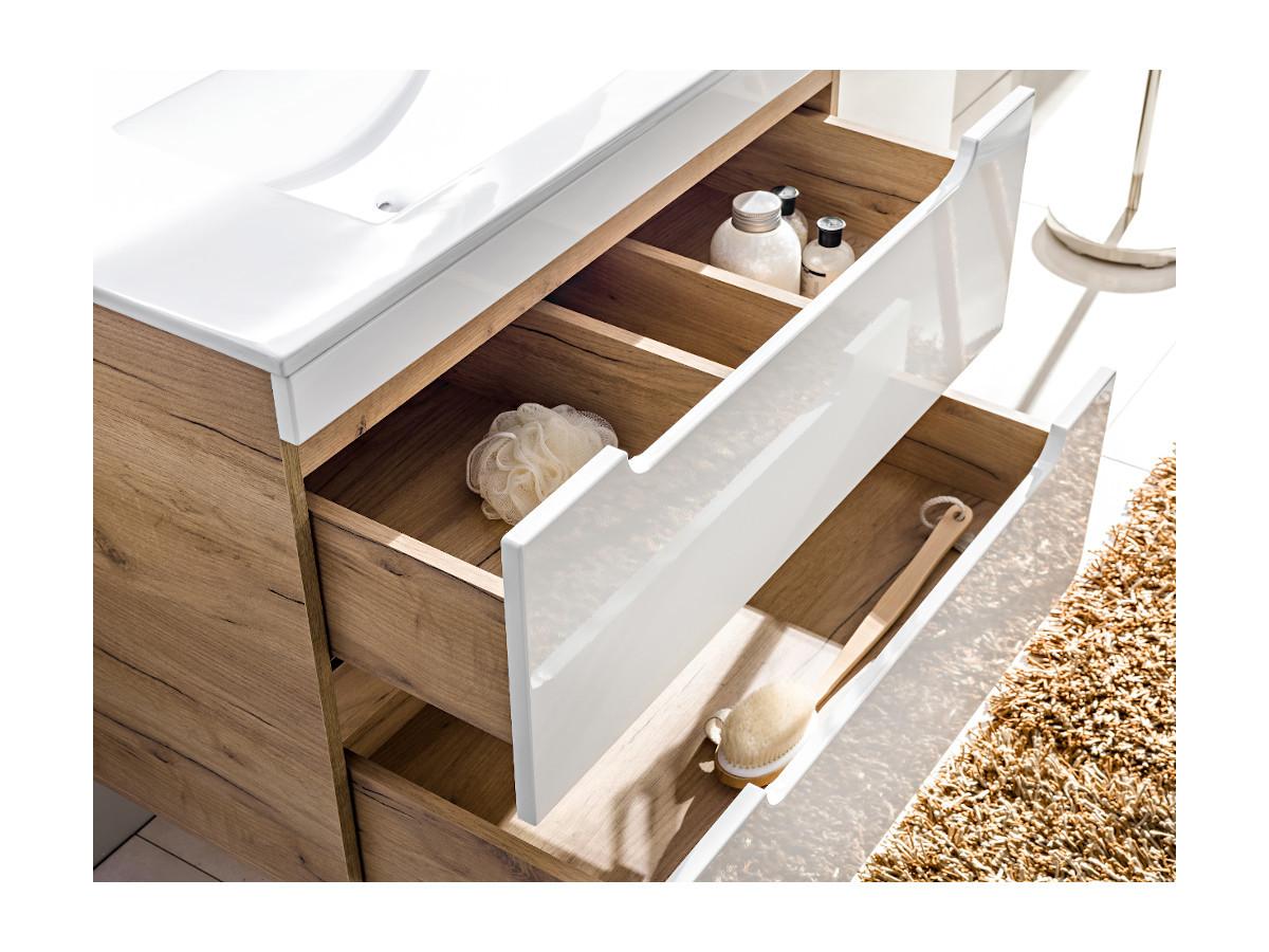 Vente-unique Mobile sotto lavabo sospeso 80 cm Naturale e Bianco - ARUBA  