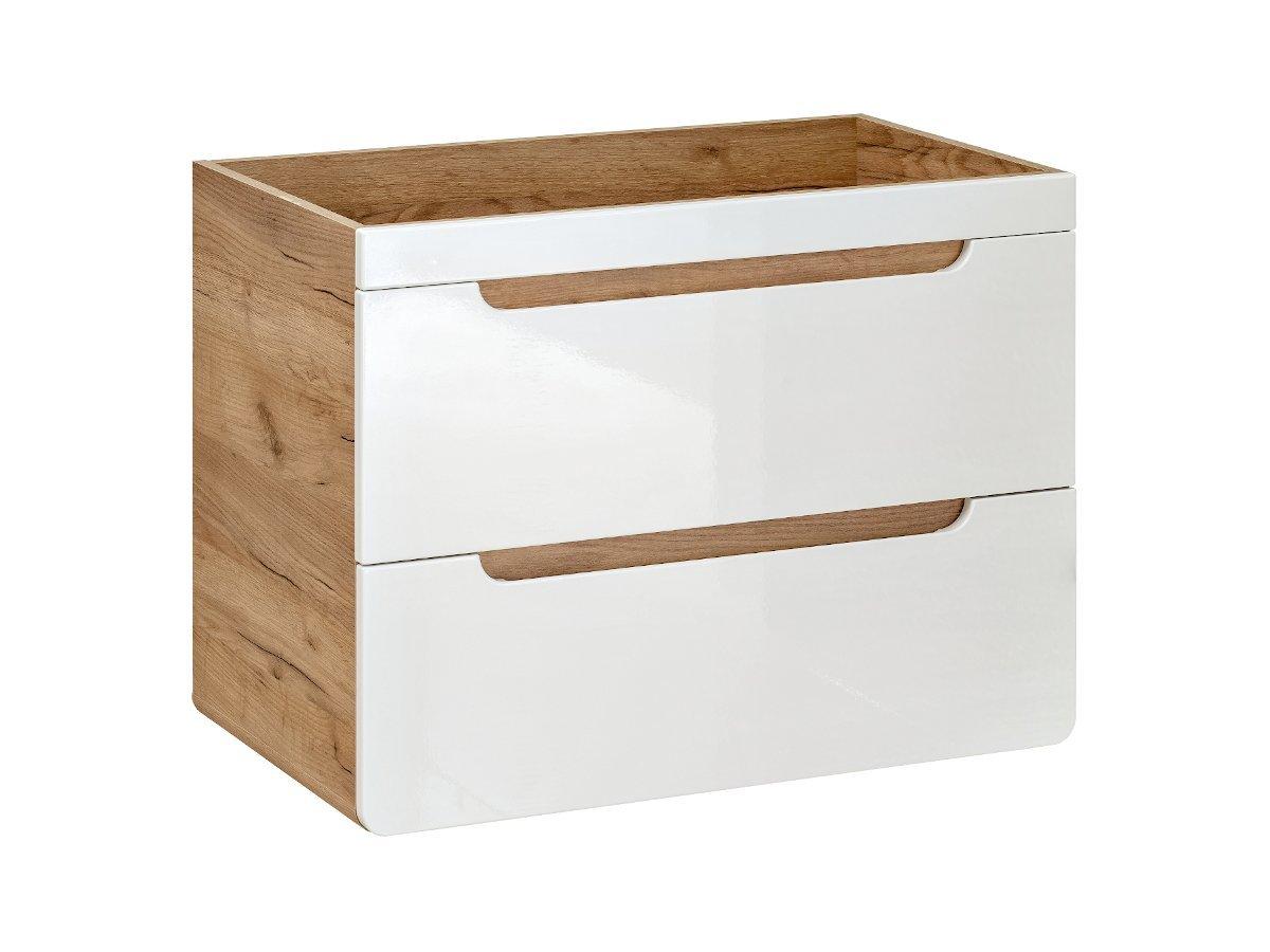 Vente-unique Waschbeckenunterschrank hängend - B. 80 cm - Naturfarben & Weiß - ARUBA  