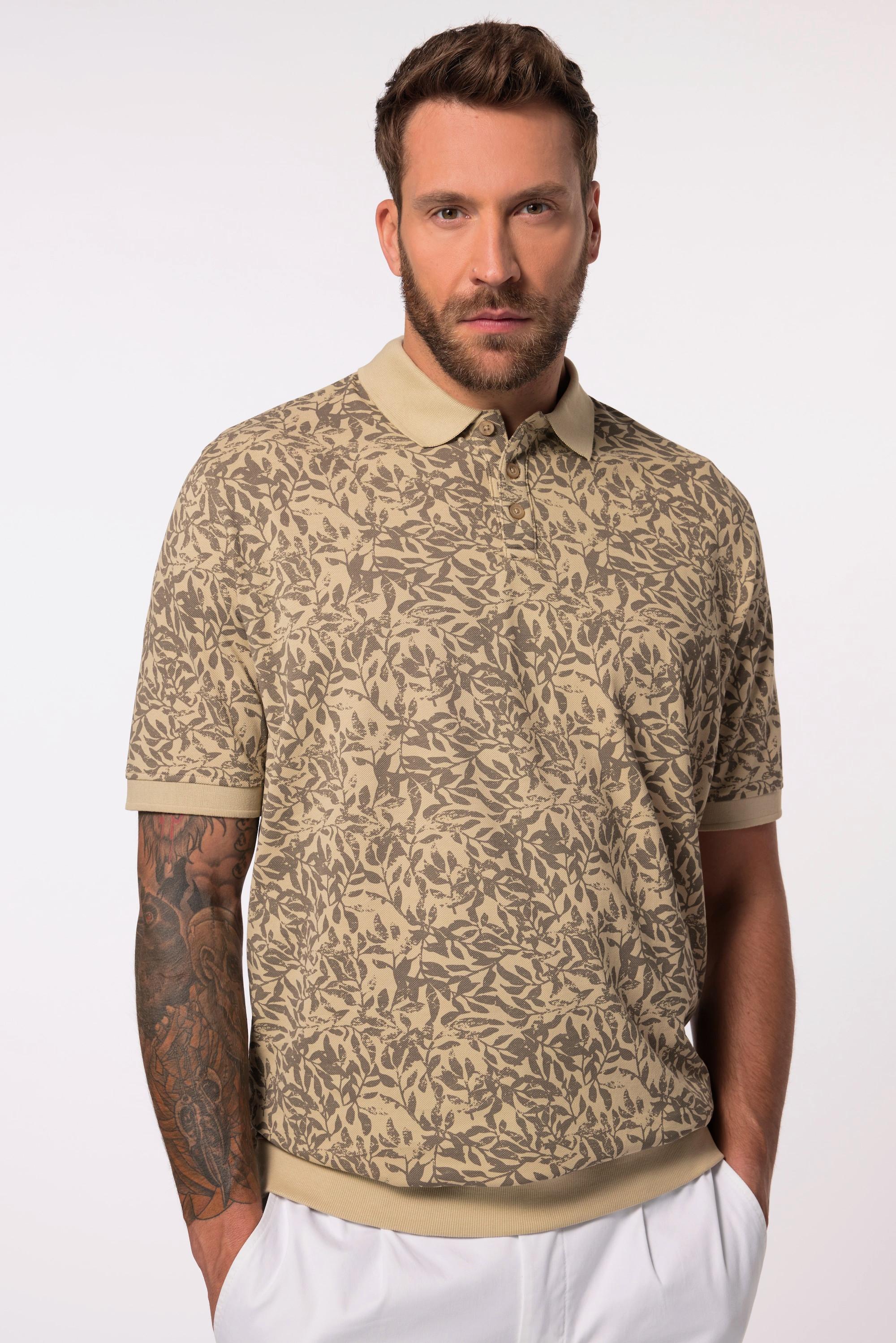 JP1880  Poloshirt, Bauchfit, Piqué, floraler Print 