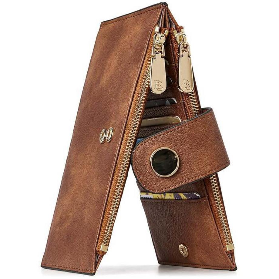 Only-bags.store Kreditkartenhalter Brieftasche schlank RFID Schutz PU Leder mit 16 Kartenfächern  