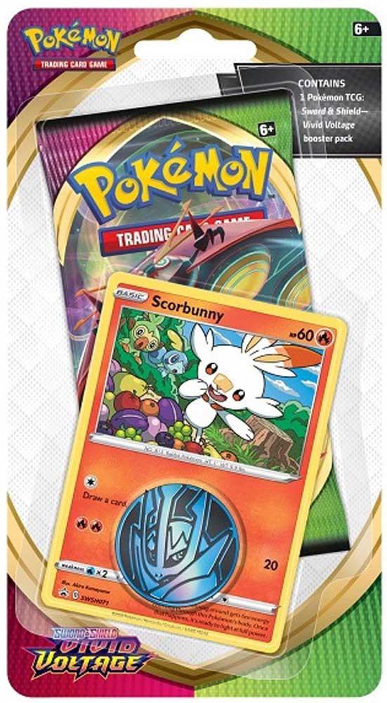 Pokémon  Sword & Shield Vivid Voltage Scorbunny Checklane Blister 