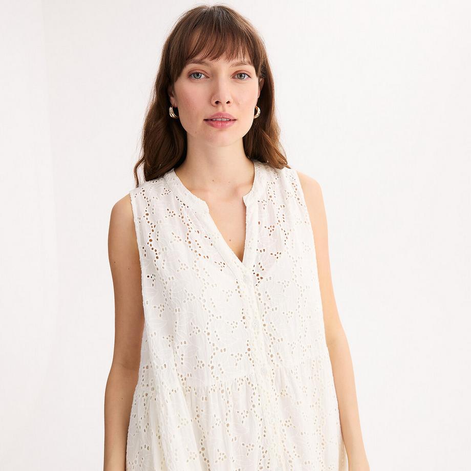 La Redoute Collections Ausgestelltes besticktes Maxikleid  