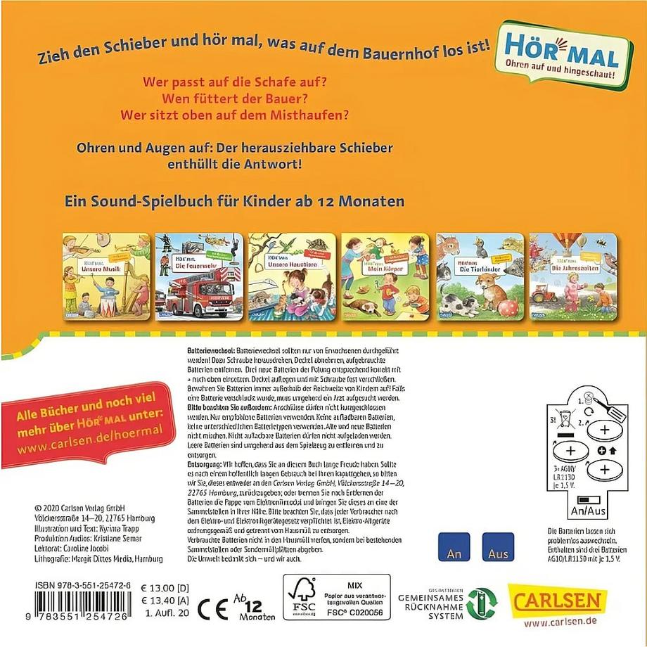 Mein erstes Hör mal - Die Bauernhoftiere X Couverture rigide 