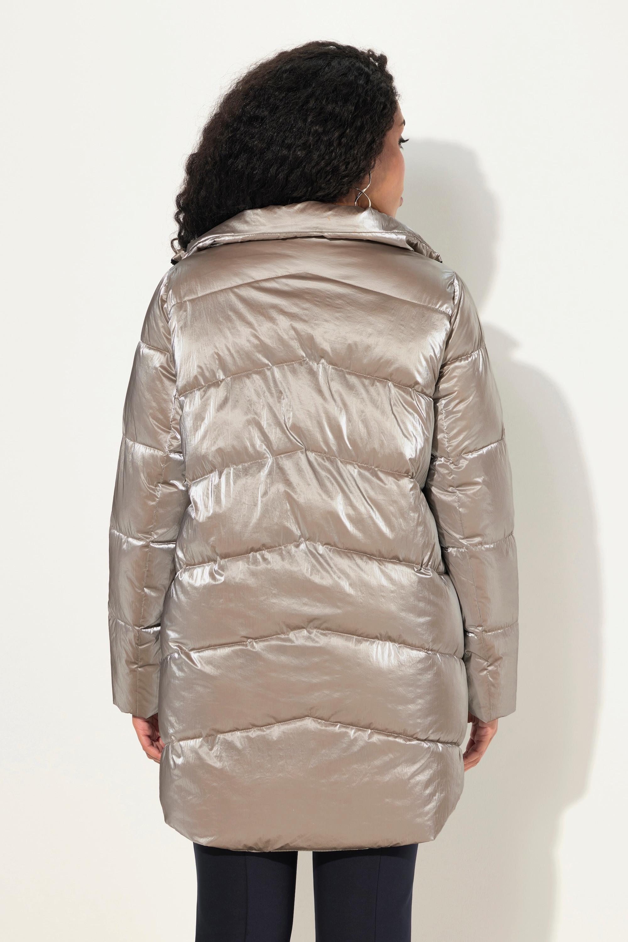 Ulla Popken Giacca Trapuntata Lunga Linea ad A Collo Alto  