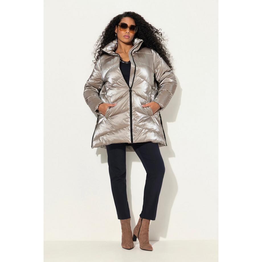 Ulla Popken Long Steppjacke A-Linie Stehkragen  