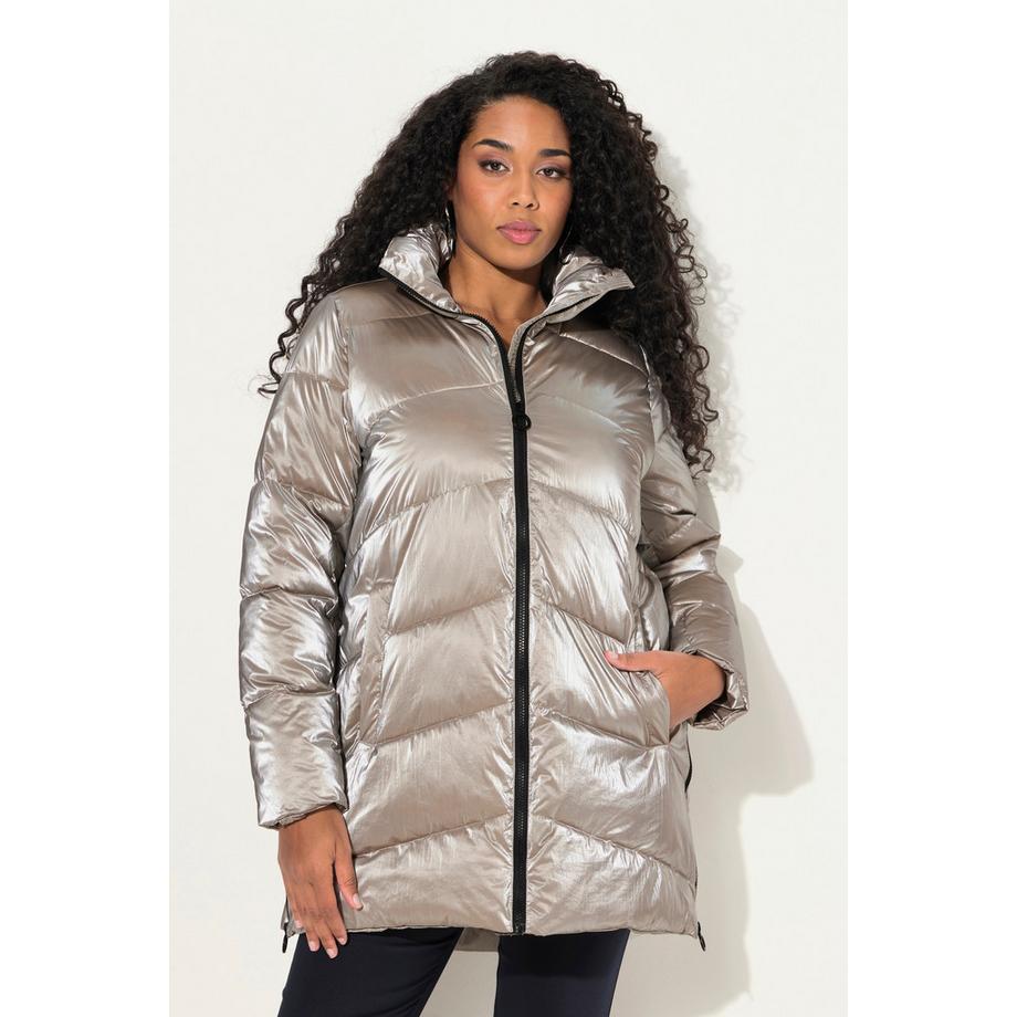 Ulla Popken Long Steppjacke A-Linie Stehkragen  