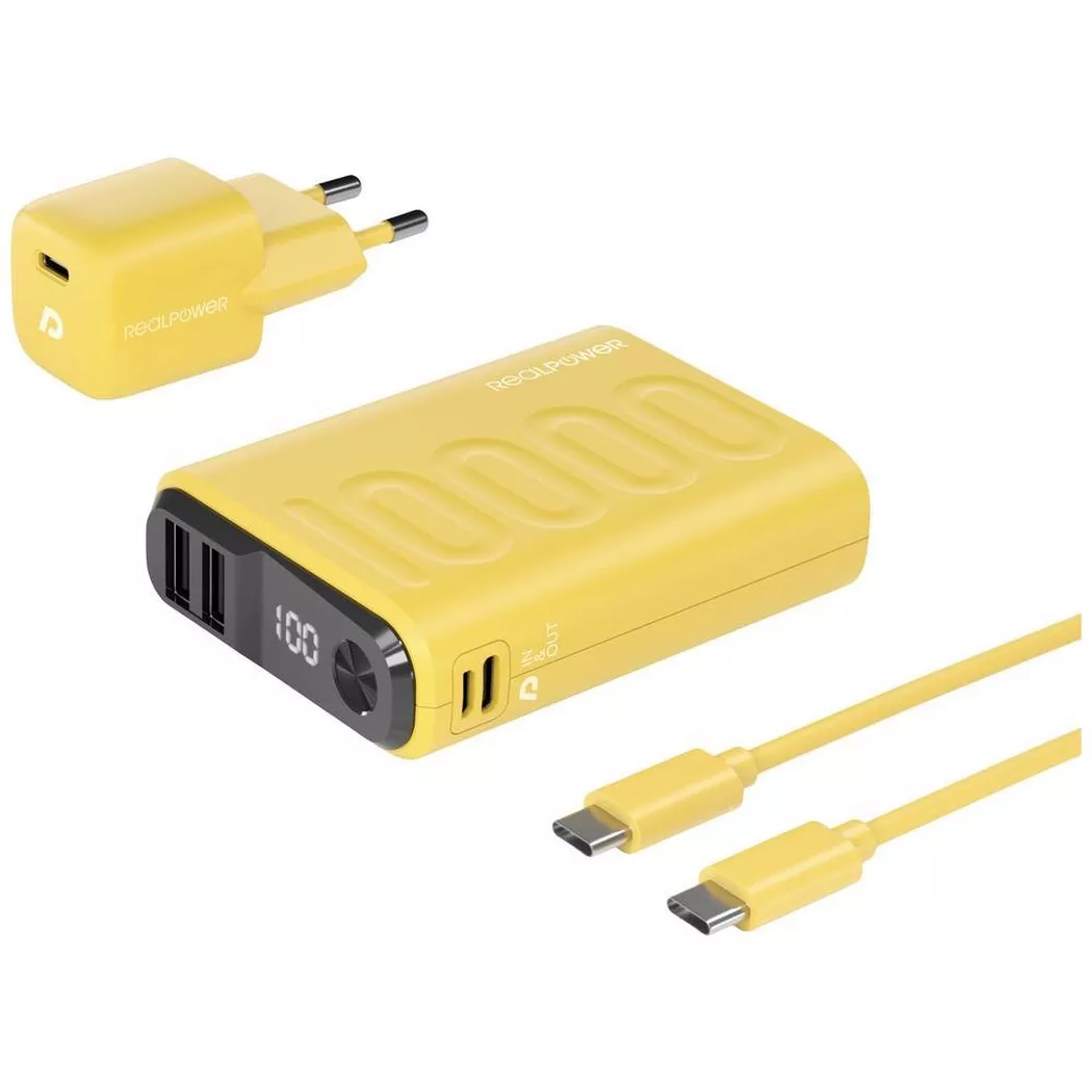 RealPower - Powerbank PB-10000 +20W USB-Lader, One Size