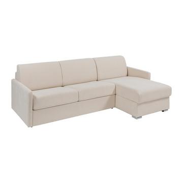 Canapé d'angle convertible express et réversible en tissu beige - Couchage 160 cm à lattes larges - Matelas 22 cm - CALIFE
