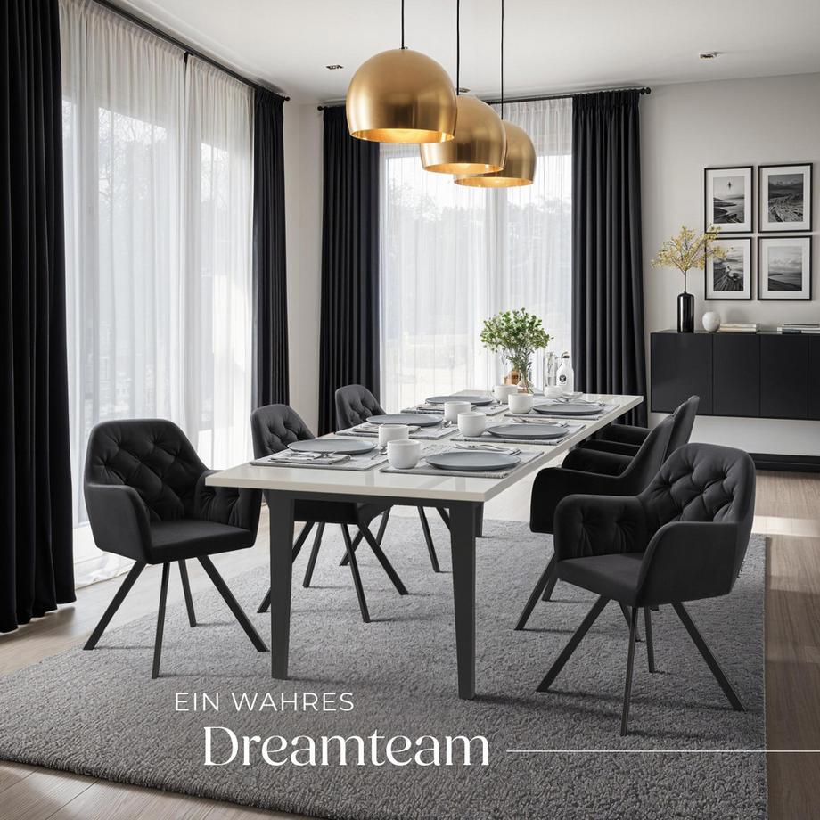 Tectake Fauteuil pivotant en velours avec accoudoirs LUCIA rembourré avec motif matelassé  