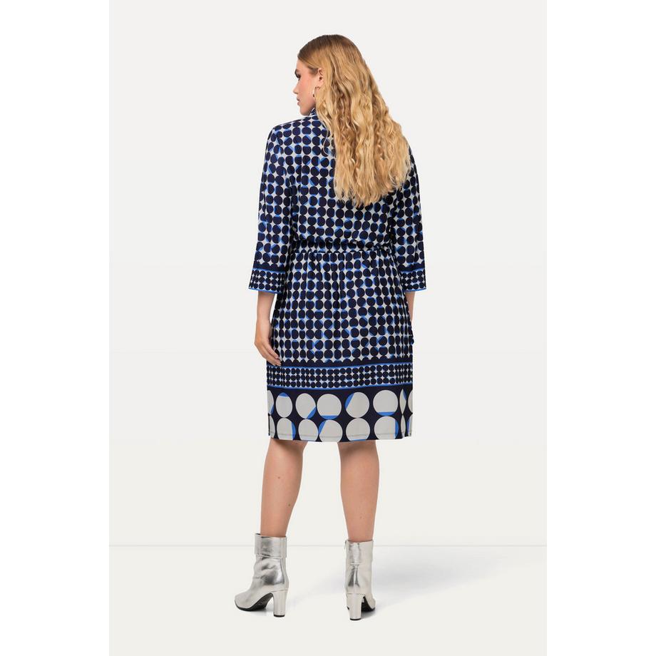 Ulla Popken Abito midi mix di pallini collo da camicia maniche 3/4  