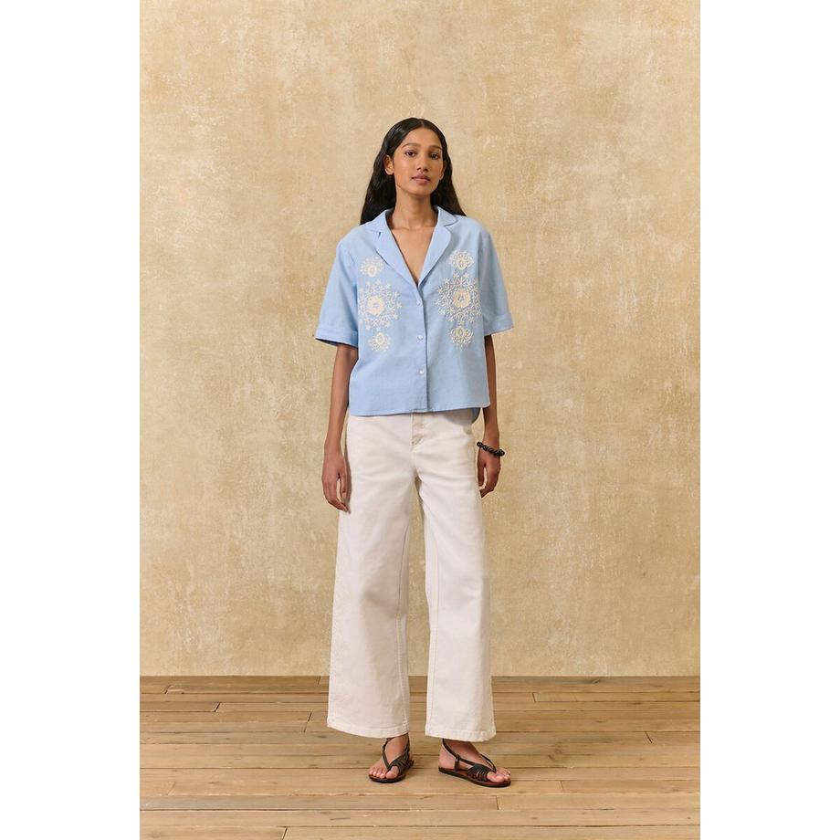 Louise-Misha Kurzärmelige Bluse mit Stickereien  