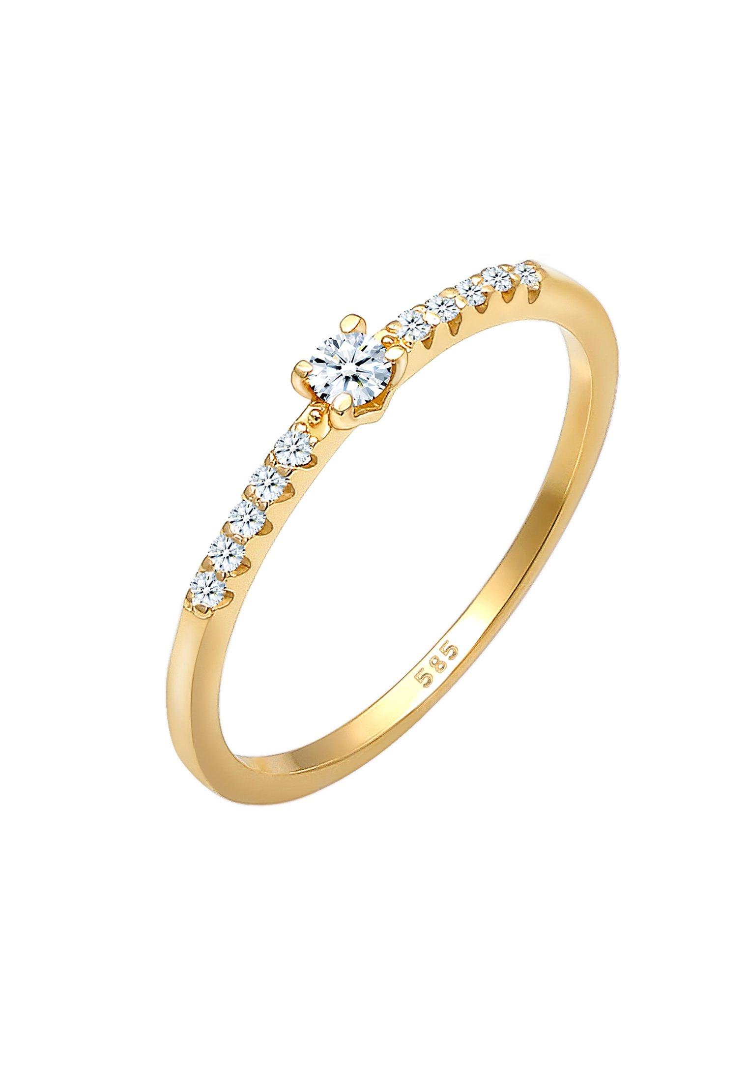 Image of Ring Geo Microsetting Diamant (0.11 Ct.) 585 Gelbgold Damen Gold 56mm