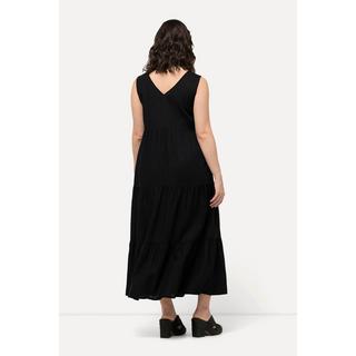 Ulla Popken  Kleid, Leinenmix, A-Linie, V-Ausschnitt, ärmellos 