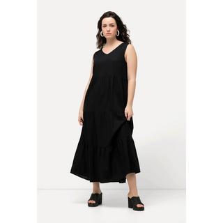 Ulla Popken  Kleid, Leinenmix, A-Linie, V-Ausschnitt, ärmellos 