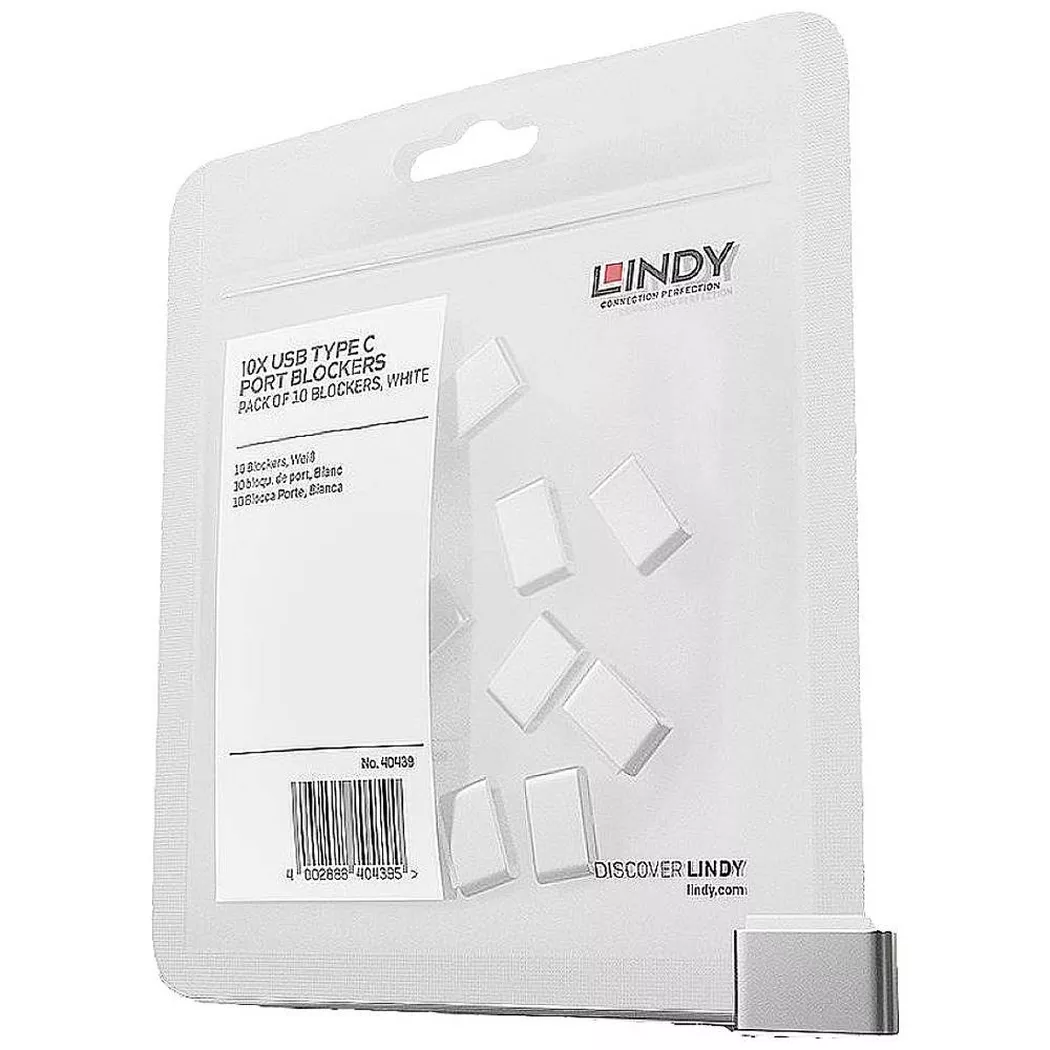 Lindy USB Type C Port Blockers (Without Key) - Pack of 10. White