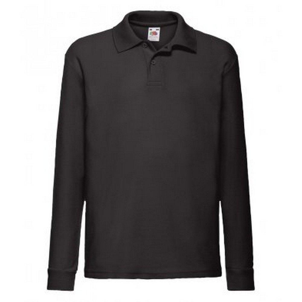 Image of Langarm Pique Polo Shirt Mädchen Schwarz 3-4A