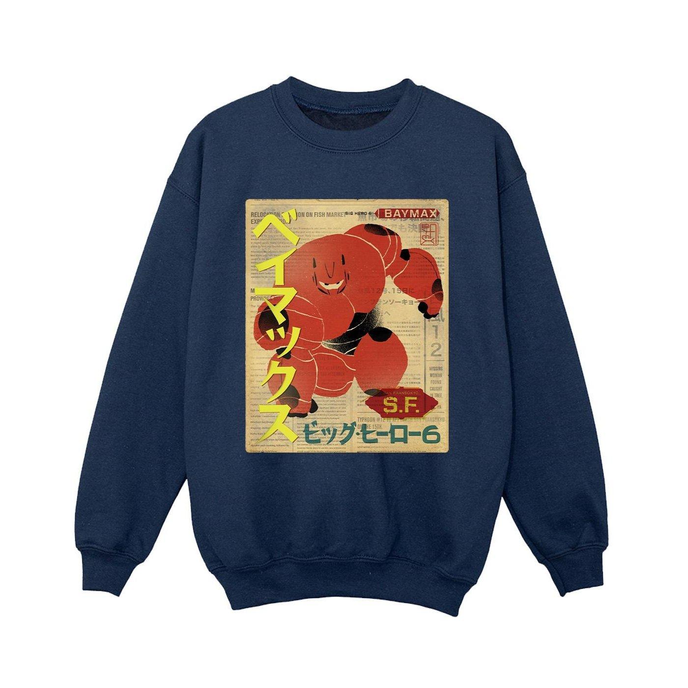 Image of Big Hero 6 Baymax Baymax Newspaper Sweatshirt Unisex Marine 116