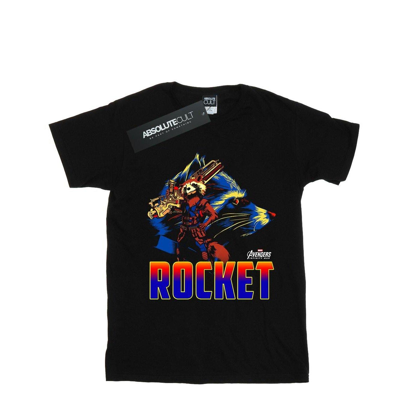 Image of Avengers Infinity War Rocket Character Tshirt Herren Schwarz L