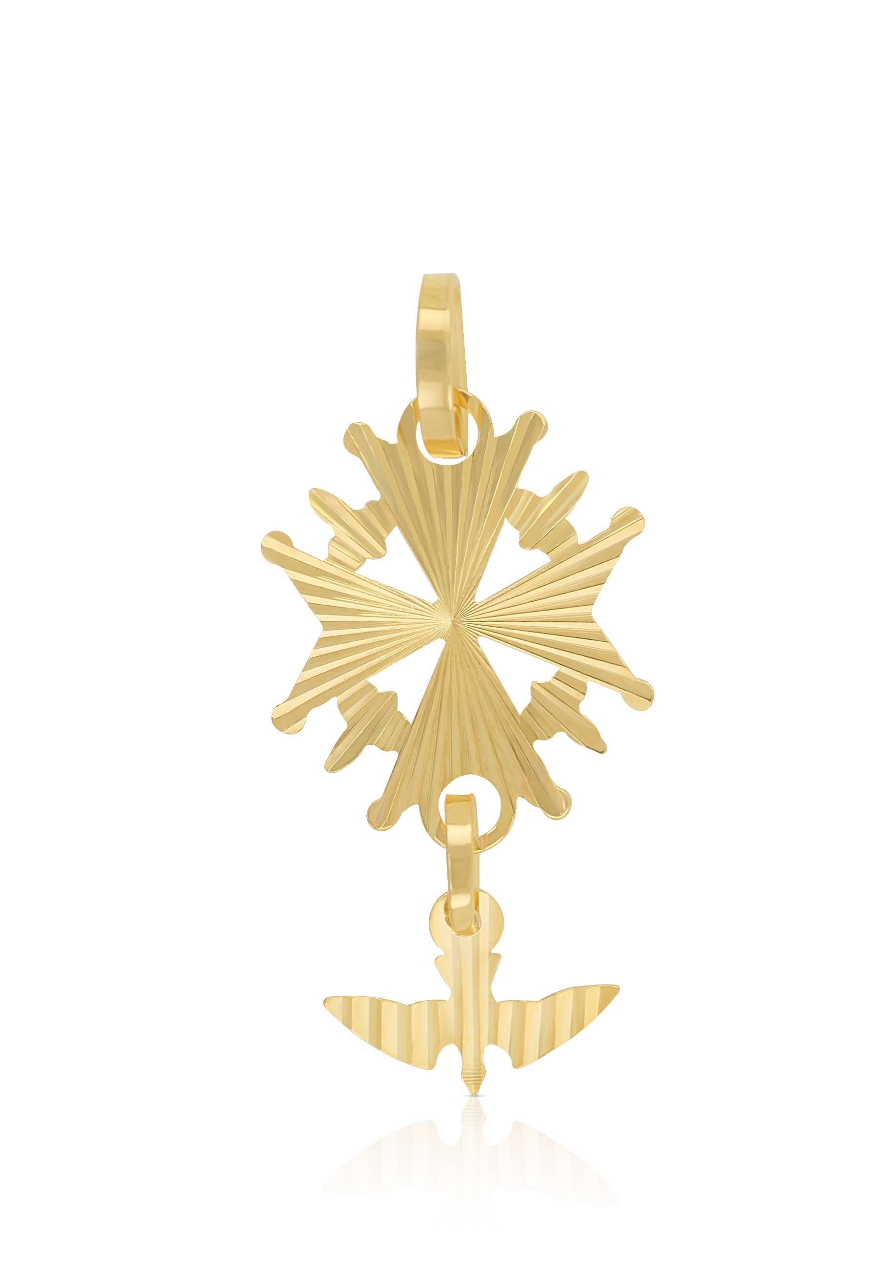 MUAU Schmuck  Pendentif croix huguenote en or jaune 750, 32x15mm 