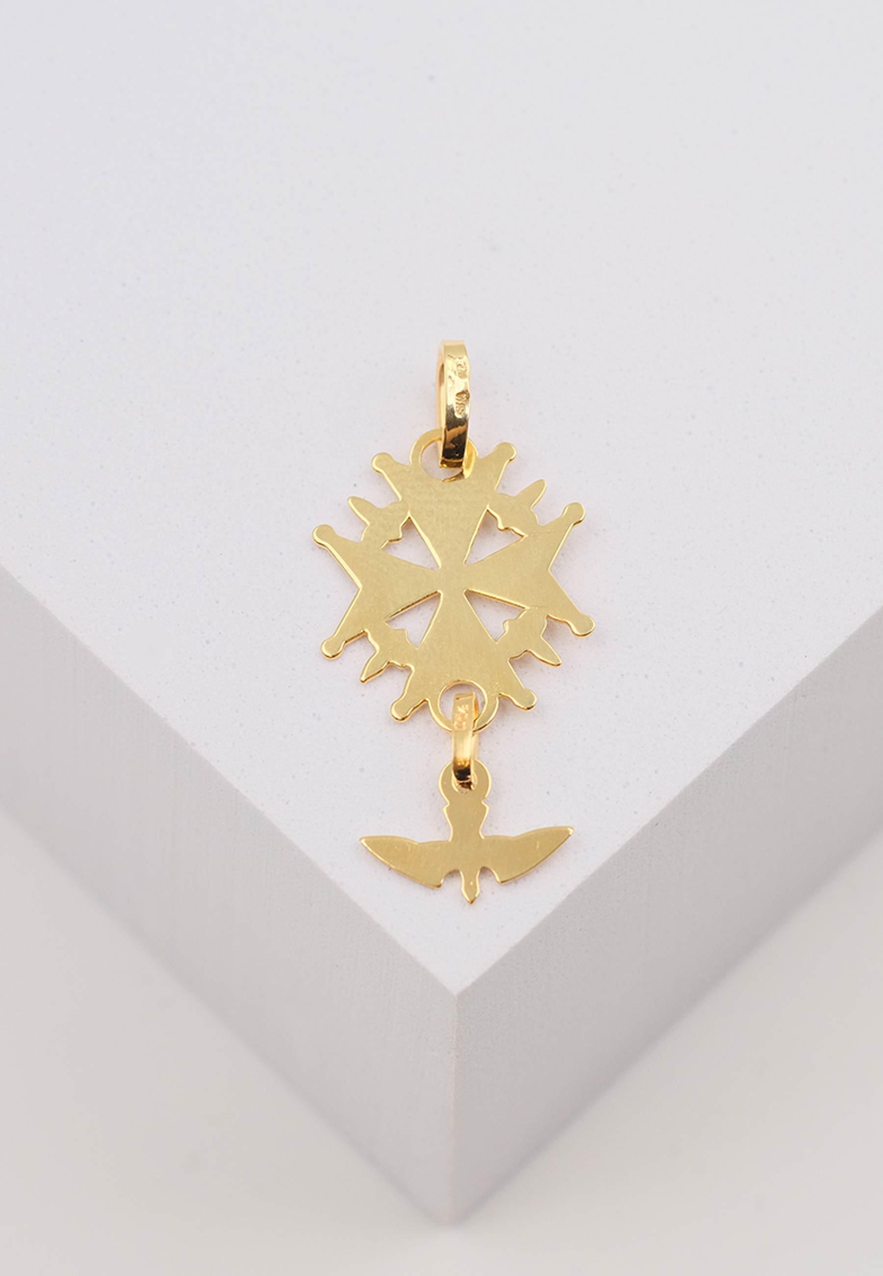 MUAU Schmuck  Pendentif croix huguenote en or jaune 750, 32x15mm 